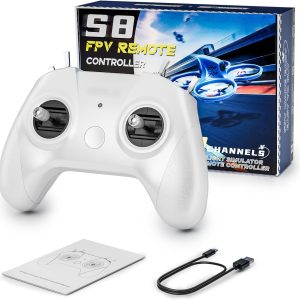 کنترل‌کننده شبیه‌ساز پرواز STARDRONE S8 RC – کنترل‌کننده هواپیمای بدون سرنشین 8 کاناله FPV برای پرواز مجازی DJI/بدون تصادف/برداشتن، هدیه برای کودکان و خلبانان جدید – حالت 2 (سفید)