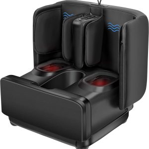 دستگاه ماساژور پا Comfier 2 در 1 و استراحتگاه پا عثمانی، ماساژور پا و ساق پا شیاتسو با گرما، خمیر، لرزش، ماساژورهای فشرده برای پا، ساق پا، مچ پا، ساق پا، برای عضلات خسته