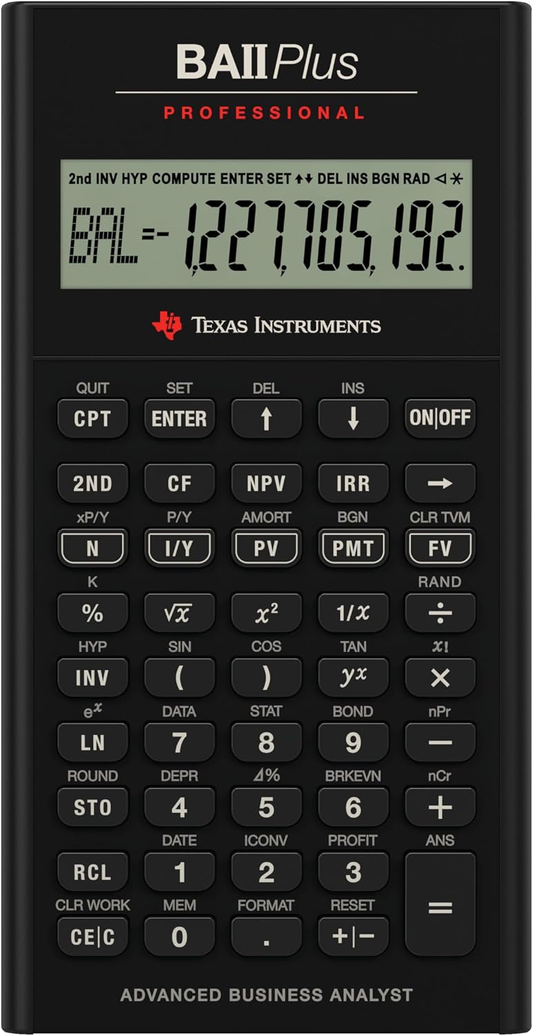 ماشین حساب مالی حرفه ای BA II Plus Texas Instruments | ماشین حساب مالی پیشرفته؛ توابع محاسباتی قدرتمند