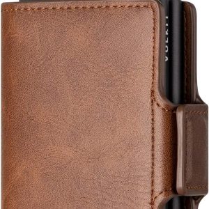 دارنده کارت اعتباری VULKIT RFID مسدود کننده چرمی کیف پول پاپ آپ خودکار Slim Money Clip کیف پول دو کارته برای مردان و زنان
