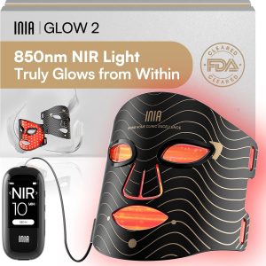 ماسک درمان با نور قرمز INIA برای صورت، NIR 850 نانومتری، نور LED قرمز/آبی 4 حالت | نتایج قابل مشاهده فقط در 4 هفته، 220 LED، خروجی 105mW/cm²، باتری قابل شارژ 2600mAh، تایمر 10-30 دقیقه، خاموش شدن خودکار