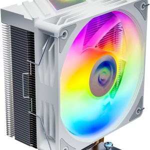 فن کولر سی پی یو Jungle Leopard K400 | خنک کننده هوا با عملکرد بالا با 4 لوله حرارتی مستقیم و چراغ RGB | فن 120 میلی متری PWM، 800-1800 RPM، سازگار اینتل فقط LGA 1700/1200/115X/1366/2011/2066 (سفید)