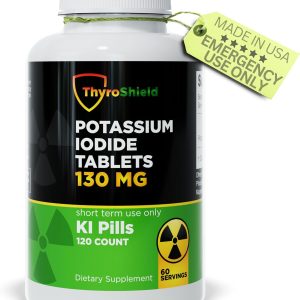 قرص ThyroShield Potassium Iodide 130 mg | قرص 120ct KI – حفاظت از اشعه هسته ای – قرص ید پتاسیم – YODO Naciente – قرص KI – ایالات متحده آمریکا