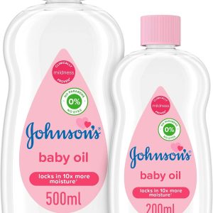 روغن مرطوب کننده کودک جانسون، ایده آل برای ماساژ، بدون رنگ، پارابن، فتالات و الکل، مناسب برای پوست های حساس، 500 میلی لیتر + 200 میلی لیتر رایگان
