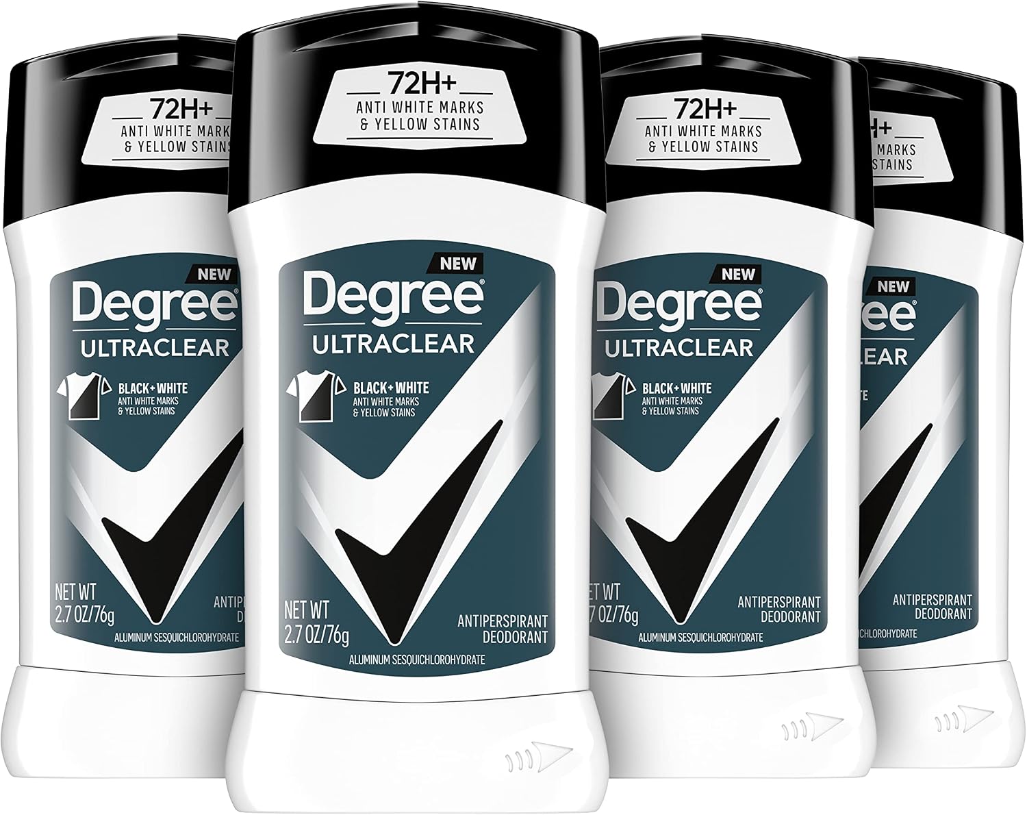 دئودورانت ضد تعریق UltraClear Degree Men Deodorant سیاه + سفید 4 تعداد 72 ساعته ضد تعریق و محافظت از بو برای مردان با فناوری MotionSense 2.7 اونس
