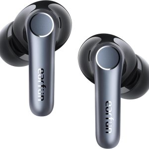 EarFun Air Pro 4 تطبیق‌پذیر هیبریدی نویز کنسل کننده هدفون‌های بی‌سیم، صدای Qualcomm Snapdragon، aptX™ Lossless، تماس 6 میکروفون AI CVC 8.0، صدای LDAC Hi-Res، زمان پخش 52 ساعت، بلوتوث 5.4، تشخیص درون گوش